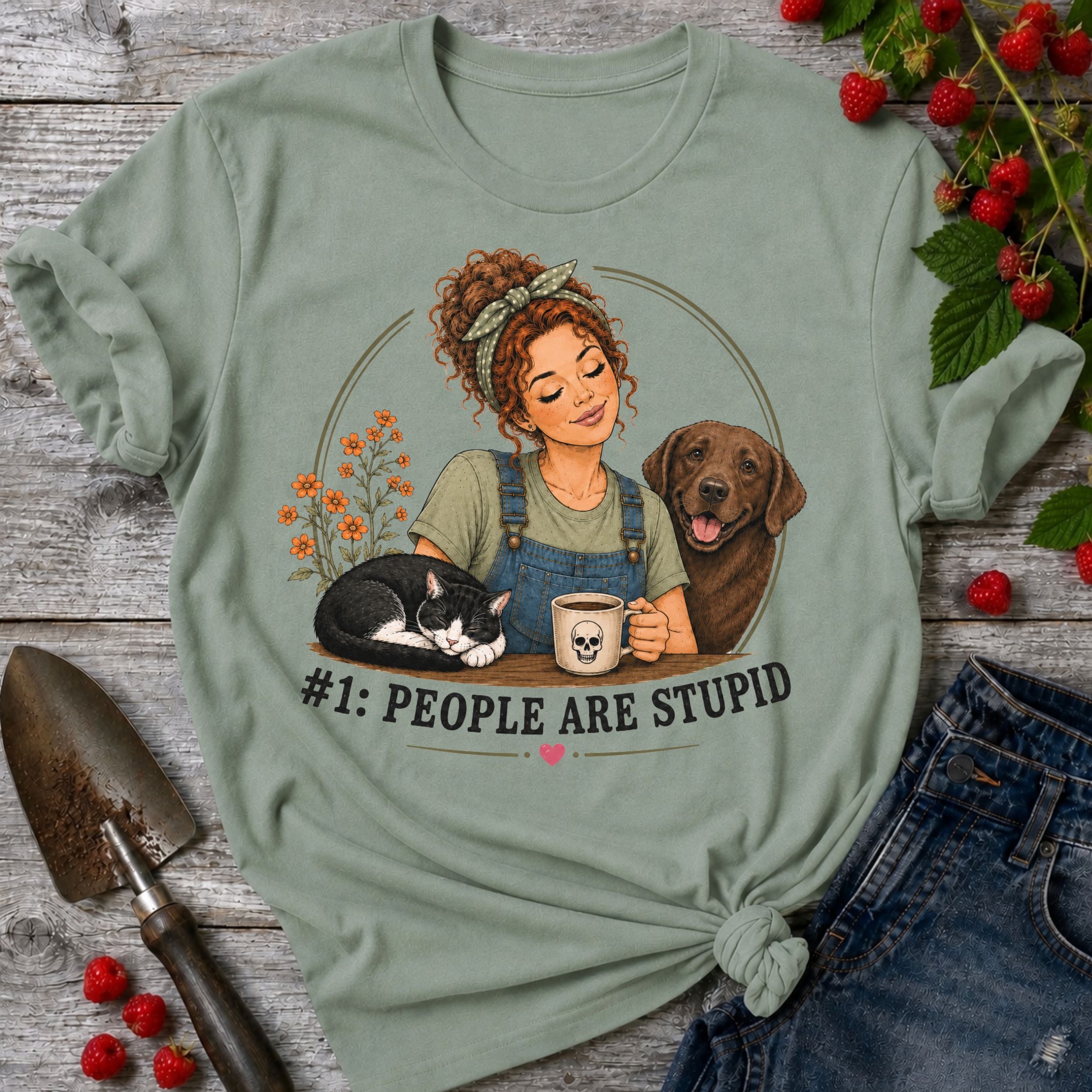 Stupid People Green T-shirt