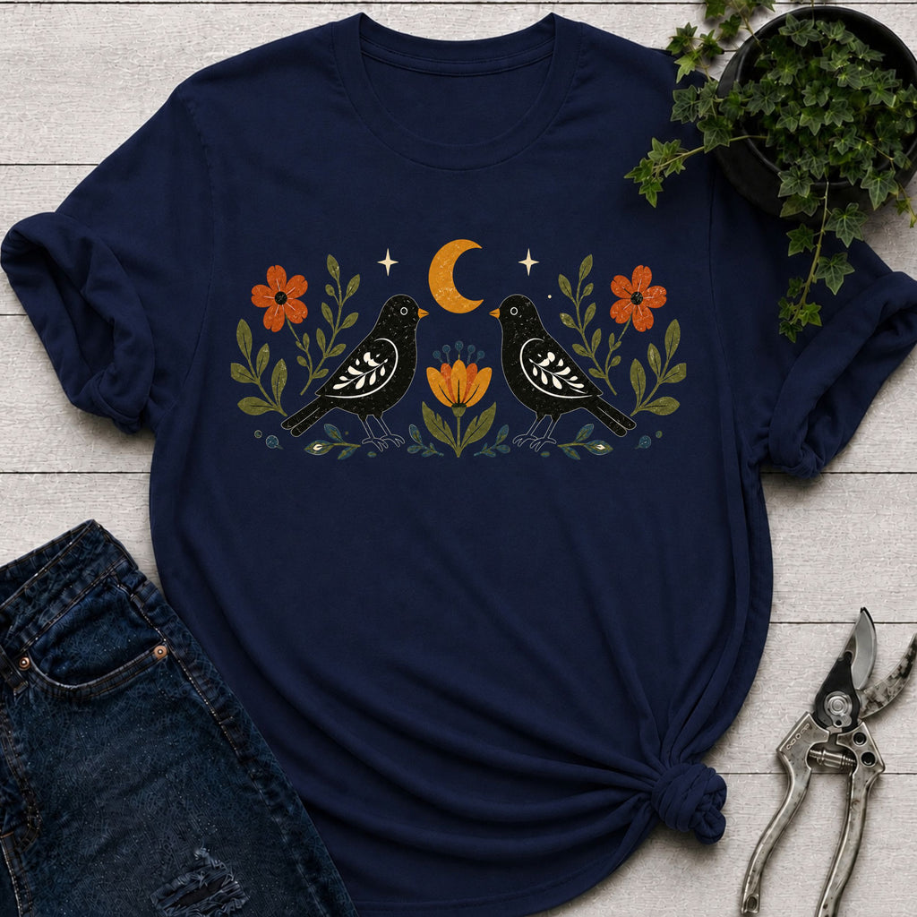 Black Birds Folk Art T-shirt